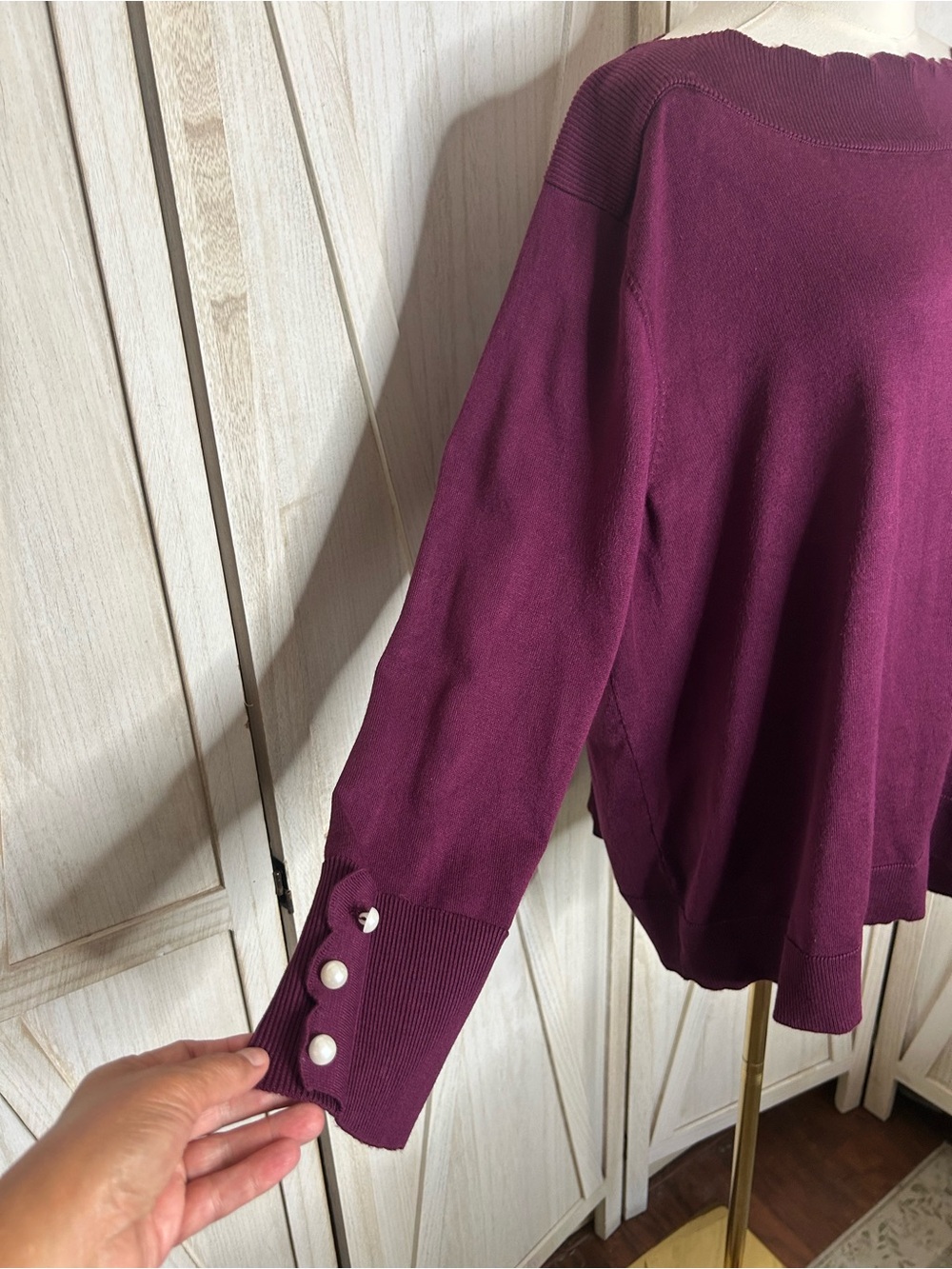 Cable & Gauge Scalloped Coquette Crewneck Sweater Moody Romantic Sz 3X Autumn - Picture 3 of 10
